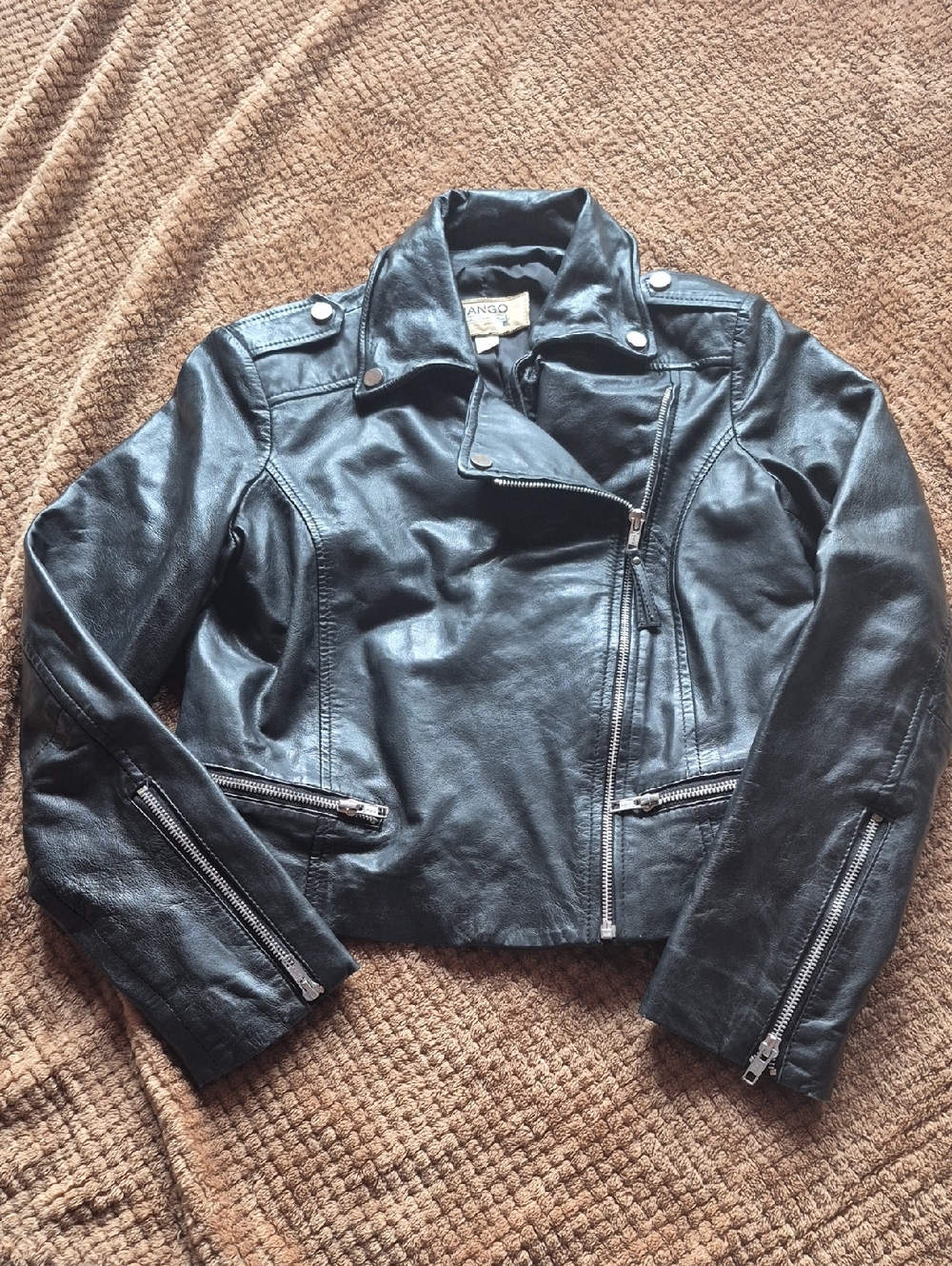 Mango MNG genuine leather moto biker jacket